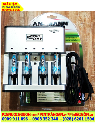 Ansman Photocam V, Bộ sạc 4viên pin AA- Kèm 4 Pin sạc Ansman MaxE AA2500mAh-1.2v Mignon chính hãng